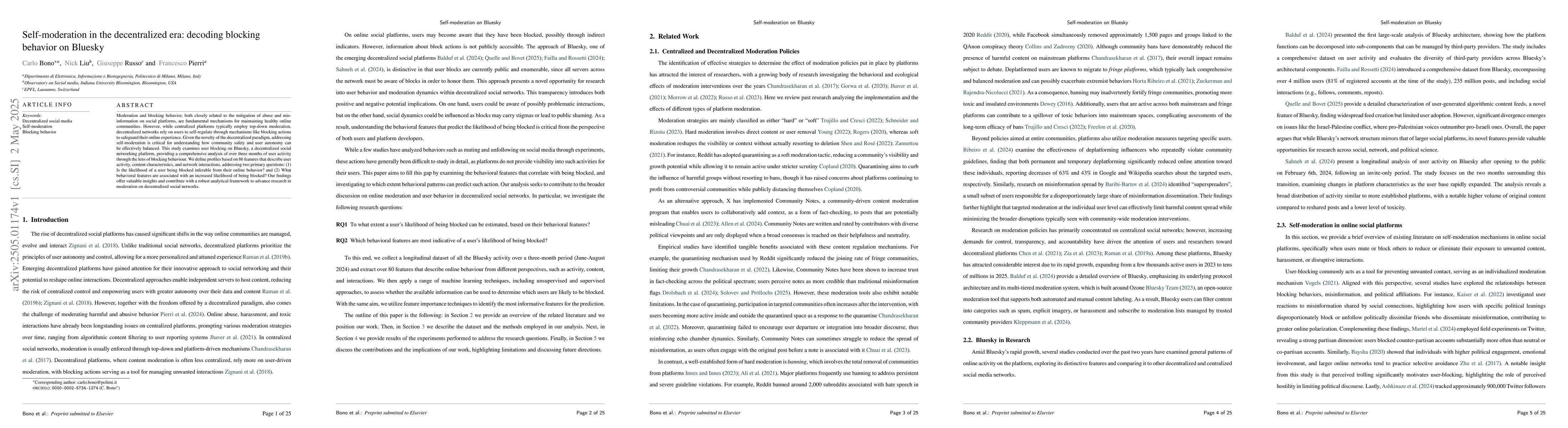 Thumbnail for Self-moderation in the decentralized era: decoding blocking behavior on
  Bluesky