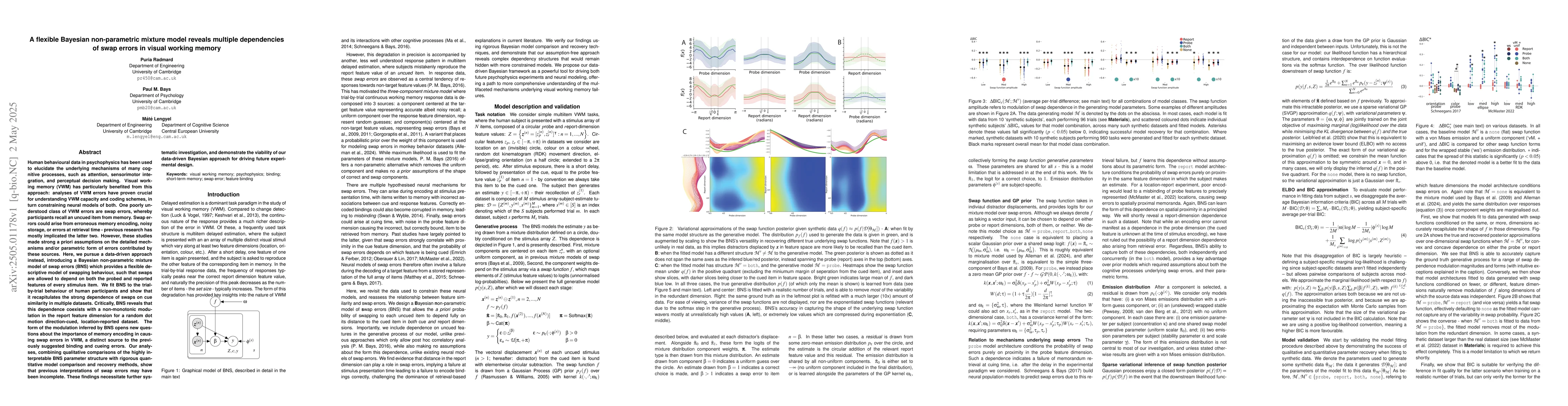 Thumbnail for A flexible Bayesian non-parametric mixture model reveals multiple
  dependencies of swap errors in visual working memory