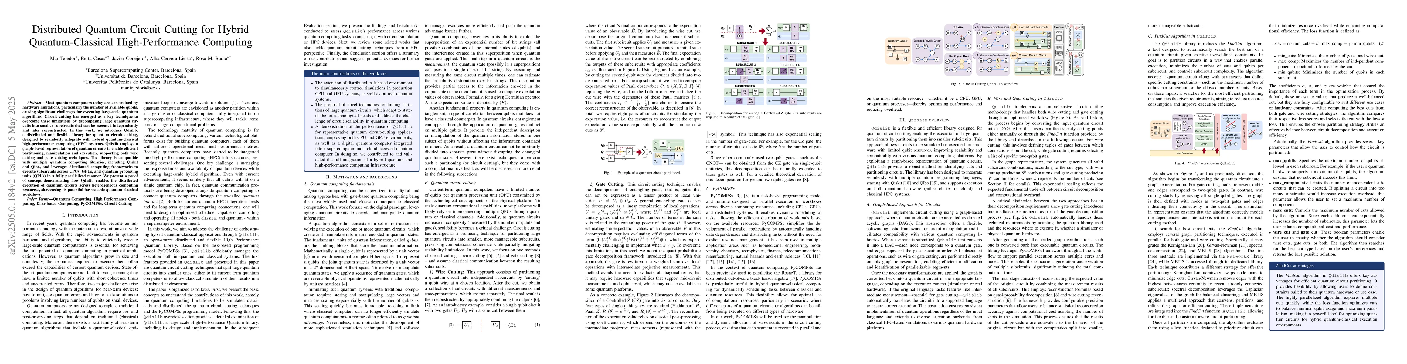 Thumbnail for Distributed Quantum Circuit Cutting for Hybrid Quantum-Classical
  High-Performance Computing
