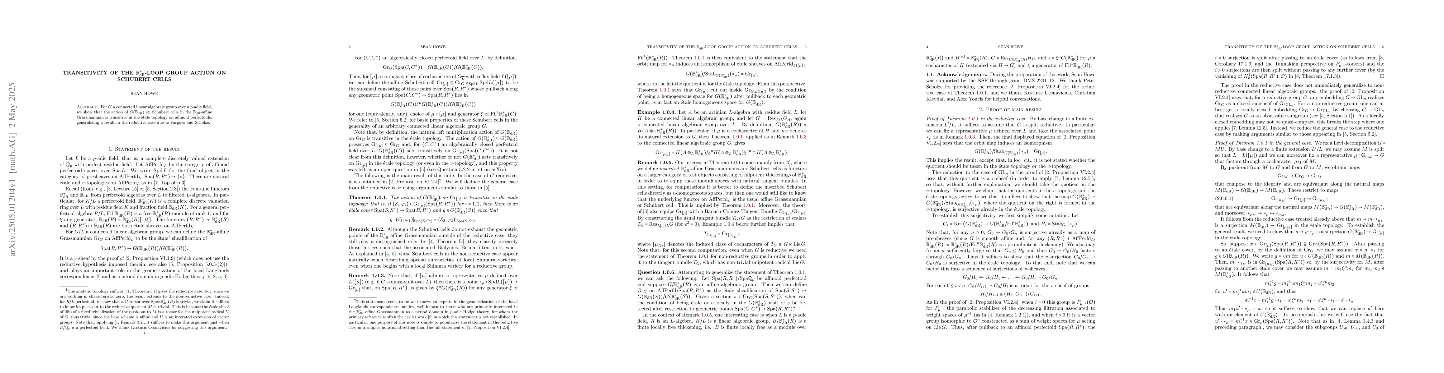 Thumbnail for Transitivity of the $\mathbb{B}^+_\mathrm{dR}$-loop group action on
  Schubert cells