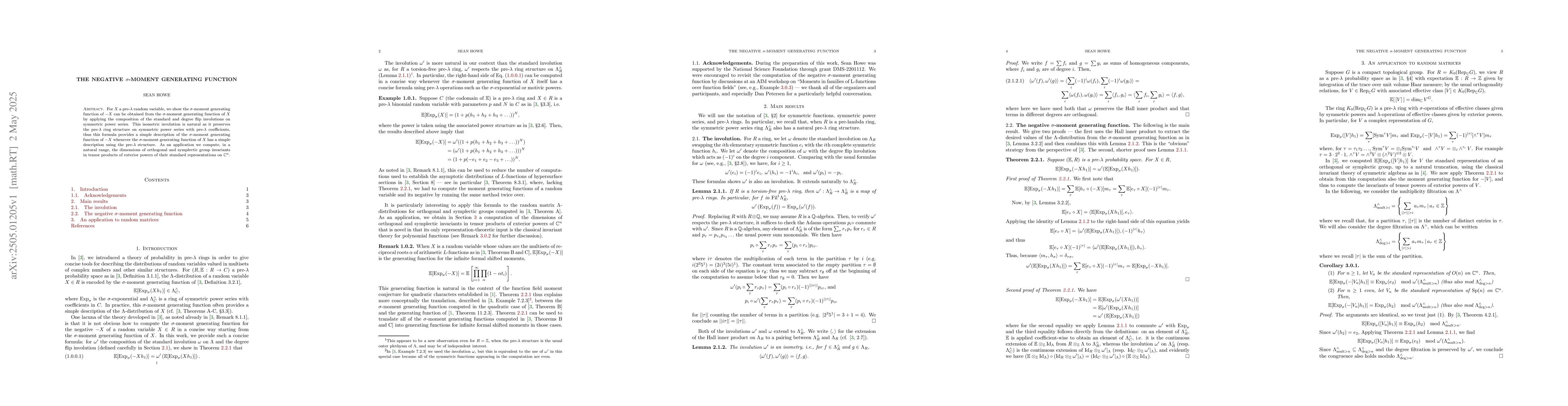 Thumbnail for The negative $σ$-moment generating function