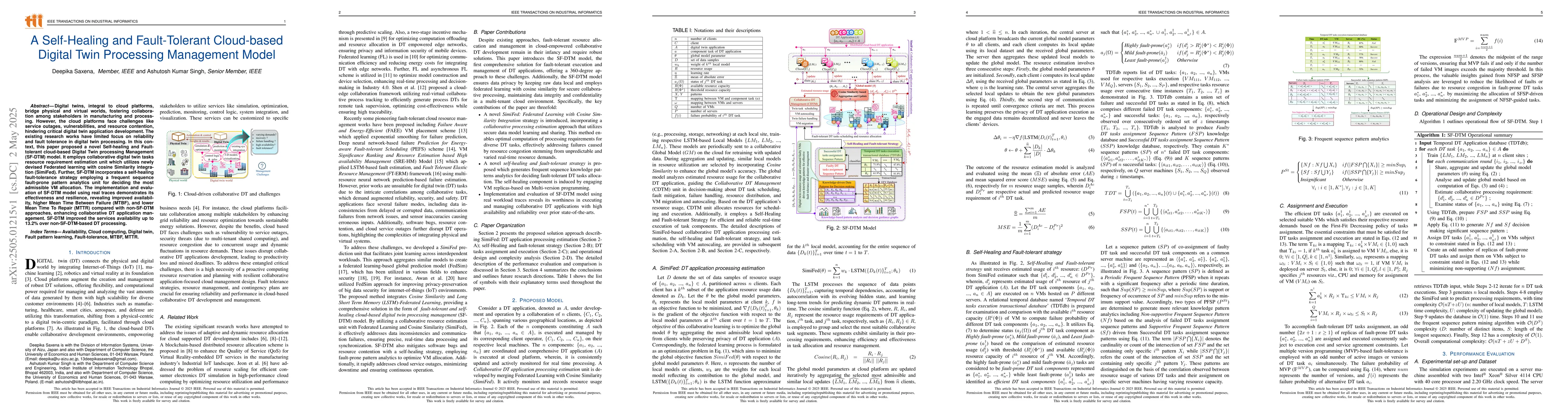Thumbnail for A Self-Healing and Fault-Tolerant Cloud-based Digital Twin Processing
  Management Model