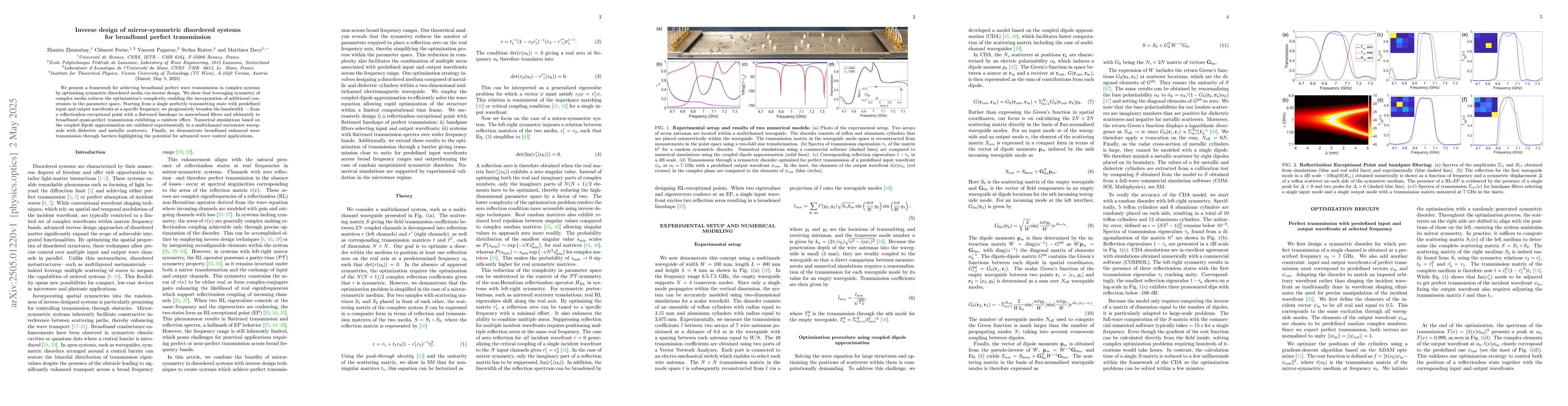 Thumbnail for Inverse design of mirror-symmetric disordered systems for broadband
  perfect transmission