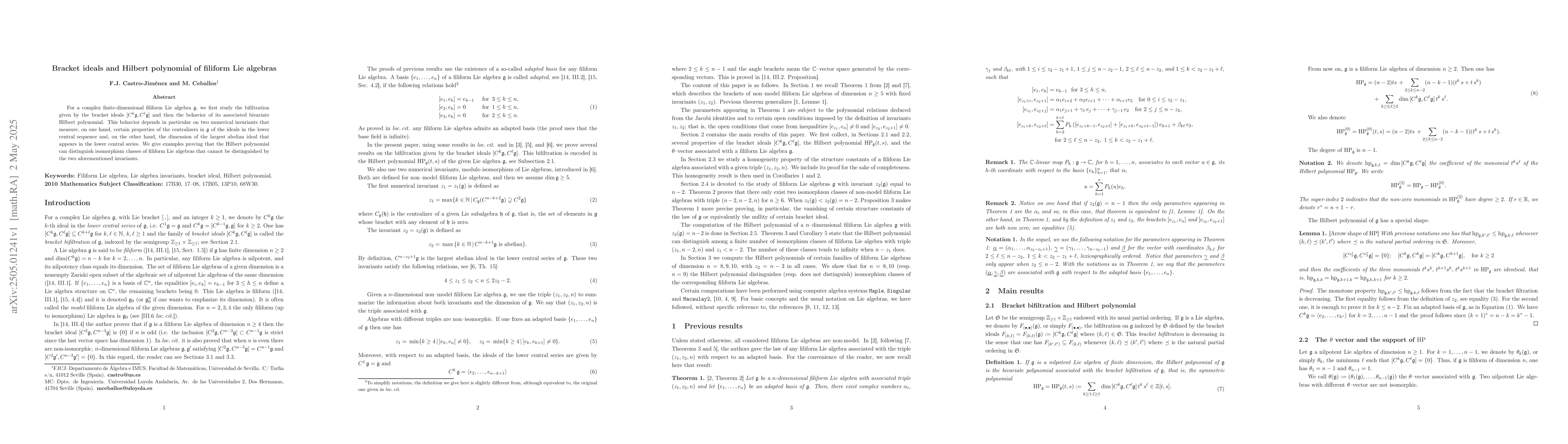 Thumbnail for Bracket ideals and Hilbert polynomial of filiform Lie algebras