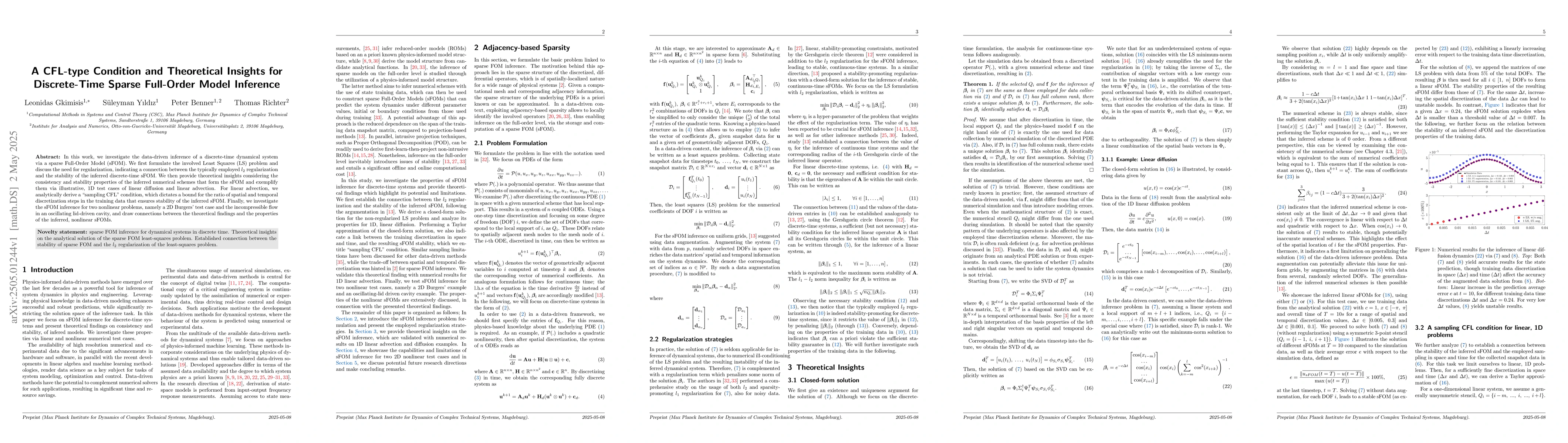 Thumbnail for A CFL-type Condition and Theoretical Insights for Discrete-Time Sparse
  Full-Order Model Inference
