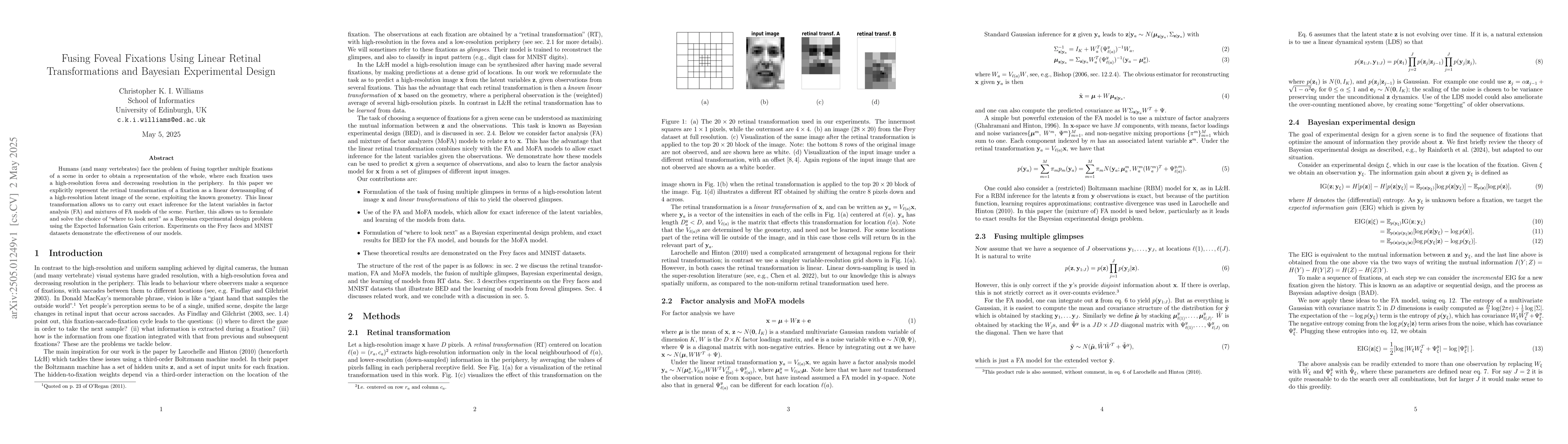 Thumbnail for Fusing Foveal Fixations Using Linear Retinal Transformations and
  Bayesian Experimental Design