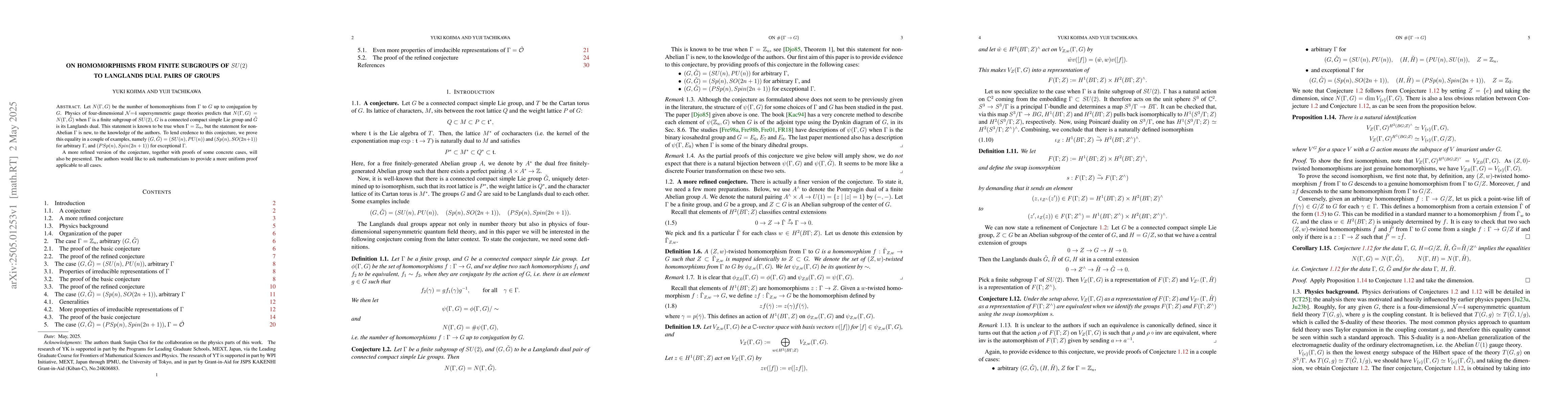 Thumbnail for On homomorphisms from finite subgroups of $SU(2)$ to Langlands dual
  pairs of groups