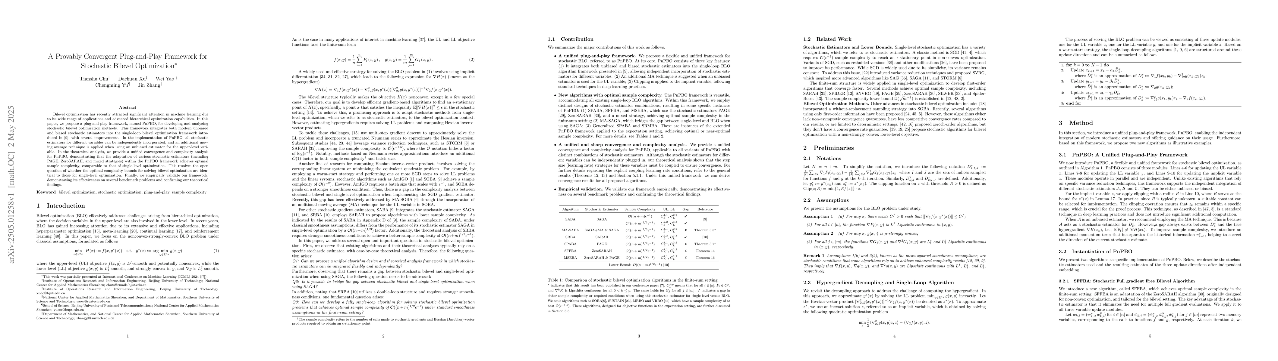 Thumbnail for A Provably Convergent Plug-and-Play Framework for Stochastic Bilevel
  Optimization