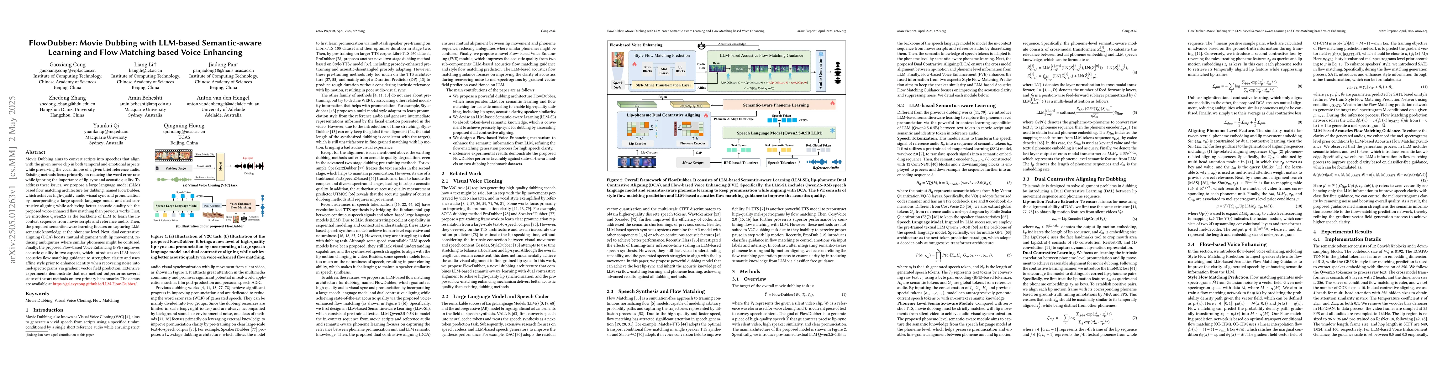 Thumbnail for FlowDubber: Movie Dubbing with LLM-based Semantic-aware Learning and
  Flow Matching based Voice Enhancing