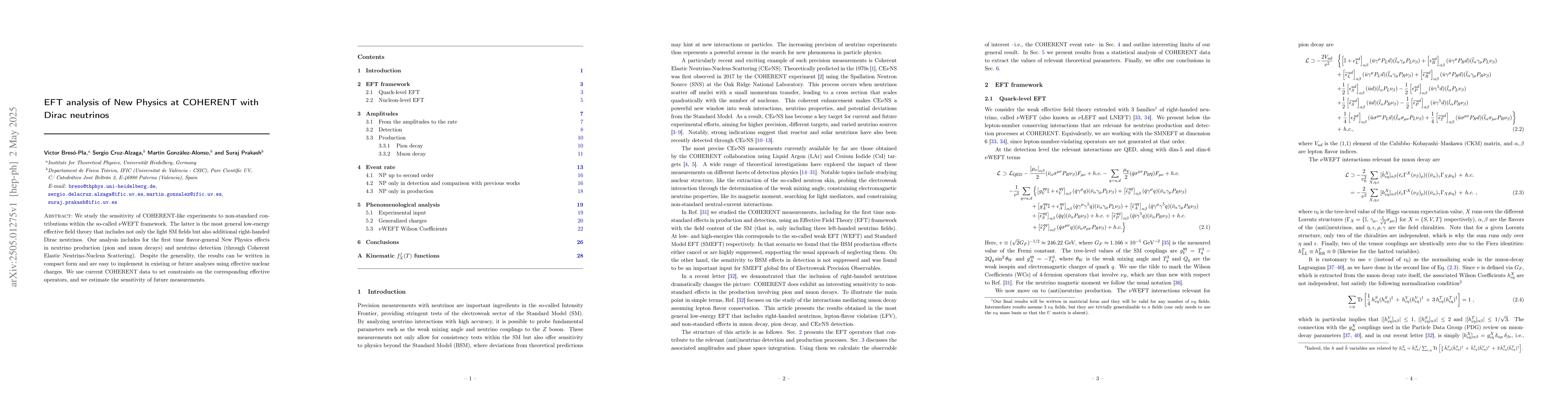 Thumbnail for EFT analysis of New Physics at COHERENT with Dirac neutrinos