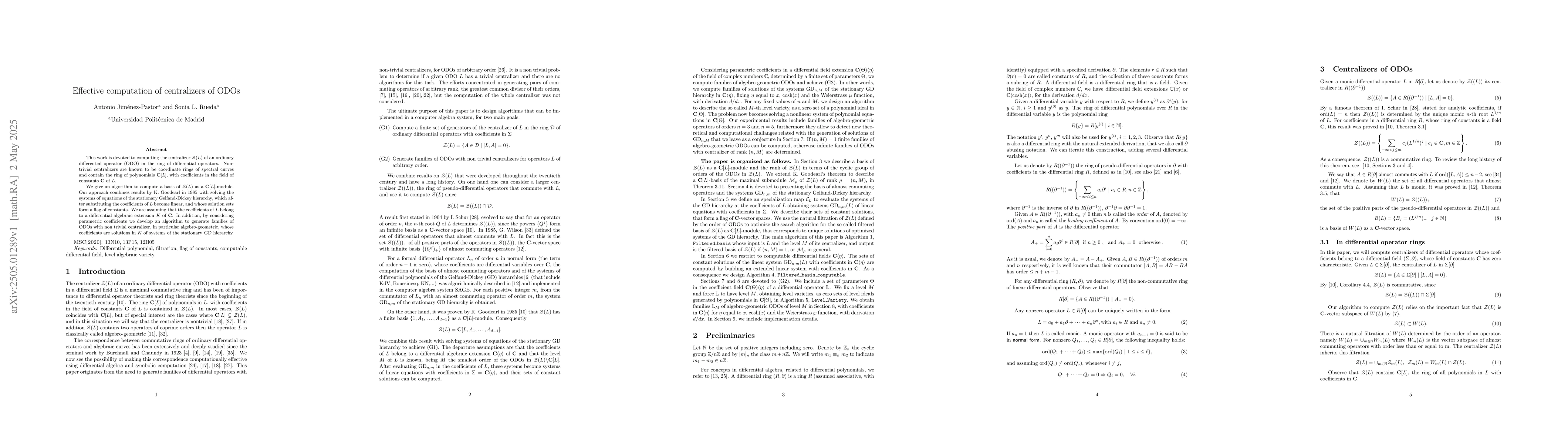 Thumbnail for Effective computation of centralizers of ODOs