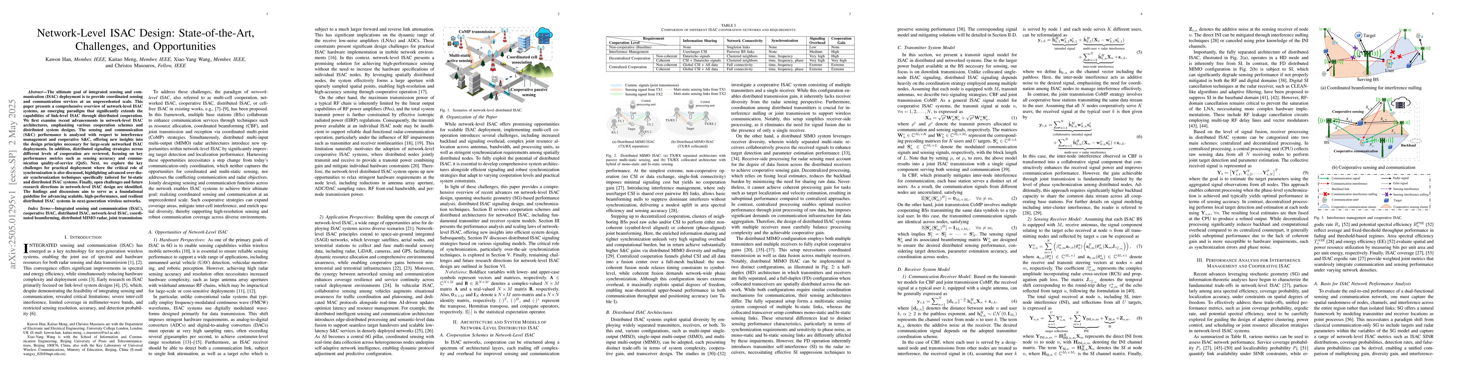Thumbnail for Network-Level ISAC Design: State-of-the-Art, Challenges, and
  Opportunities