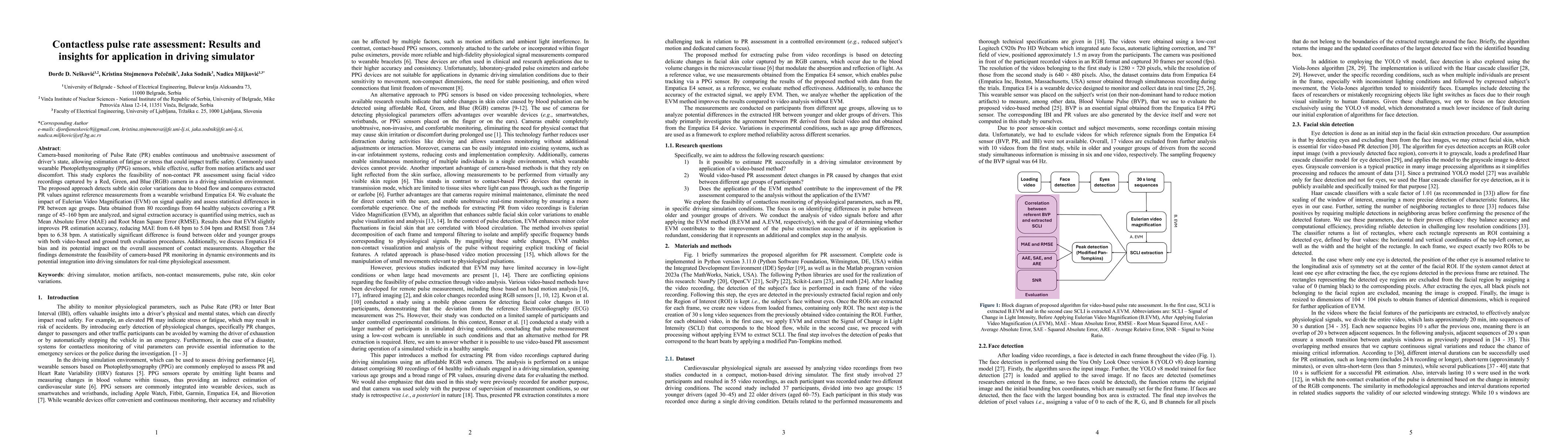 Thumbnail for Contactless pulse rate assessment: Results and insights for application
  in driving simulator