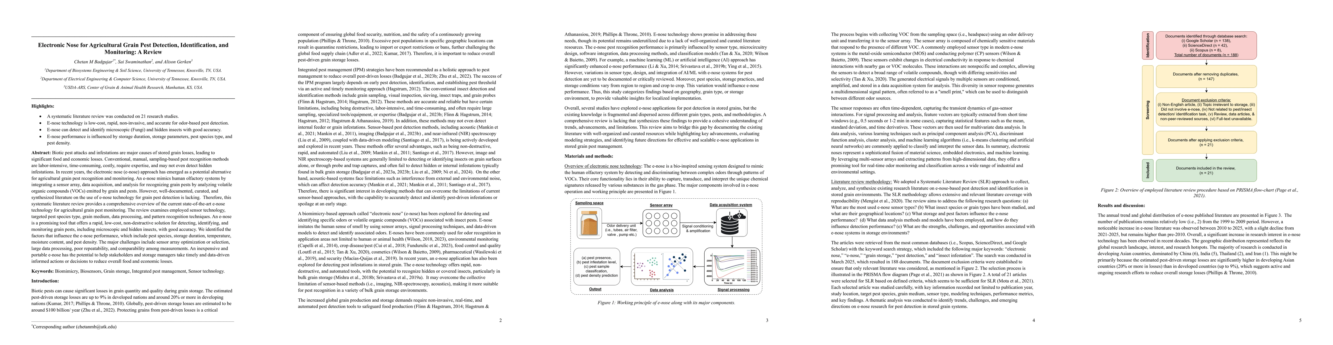 Thumbnail for Electronic Nose for Agricultural Grain Pest Detection, Identification,
  and Monitoring: A Review