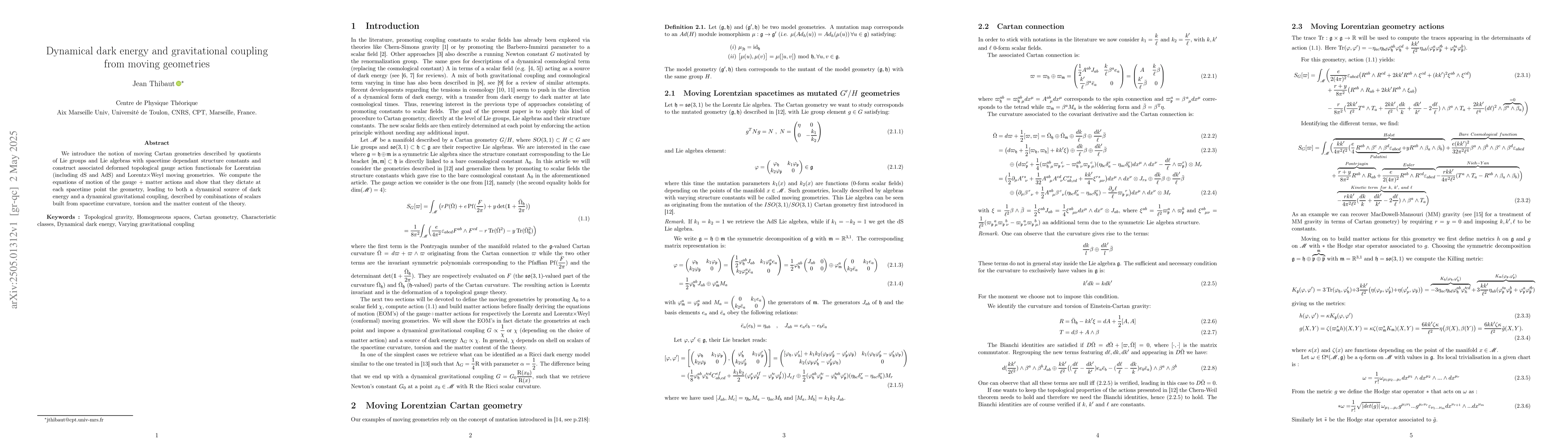 Thumbnail for Dynamical dark energy and gravitational coupling from moving geometries