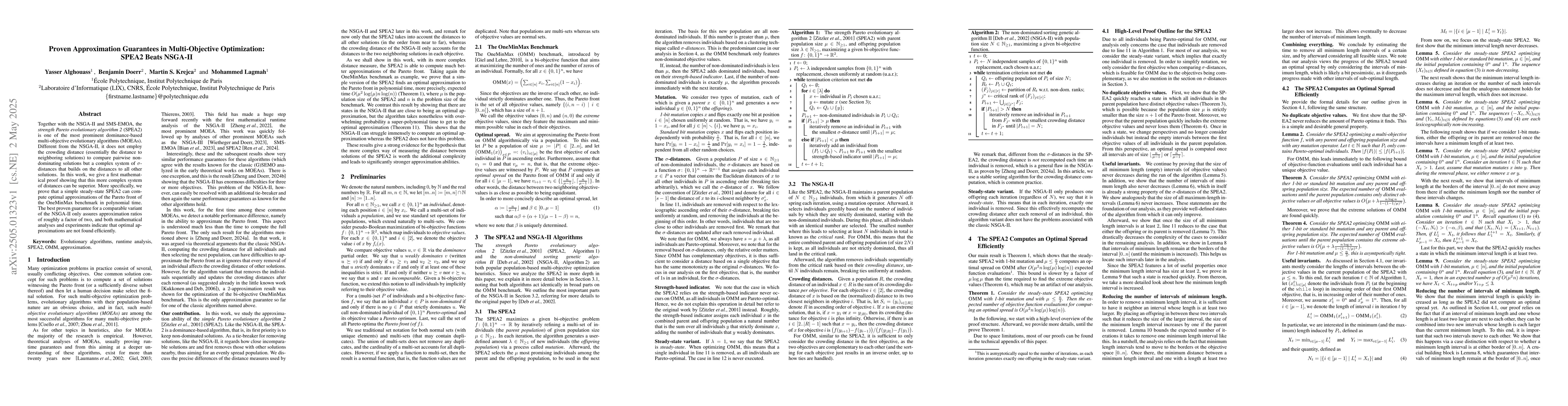 Thumbnail for Proven Approximation Guarantees in Multi-Objective Optimization: SPEA2
  Beats NSGA-II