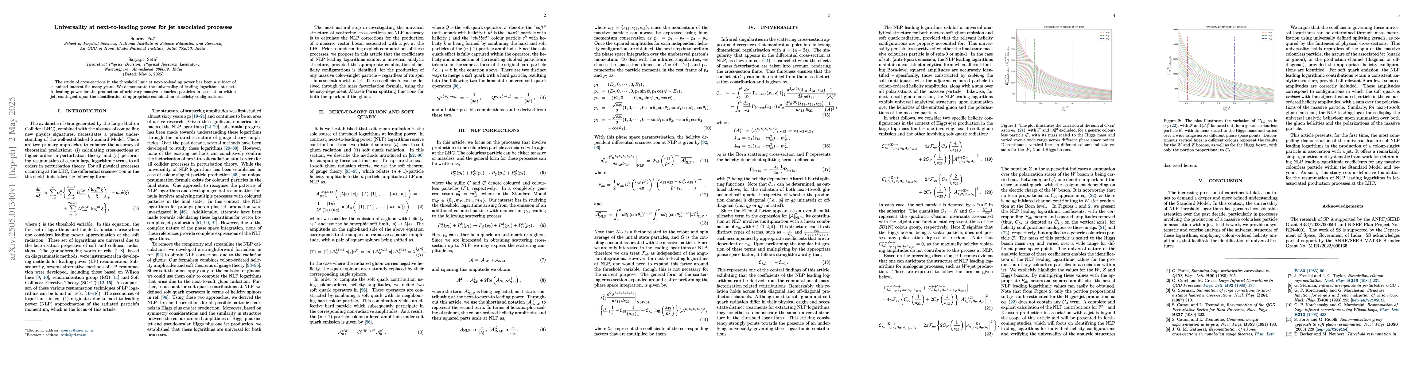 Thumbnail for Universality at next-to-leading power for jet associated processes