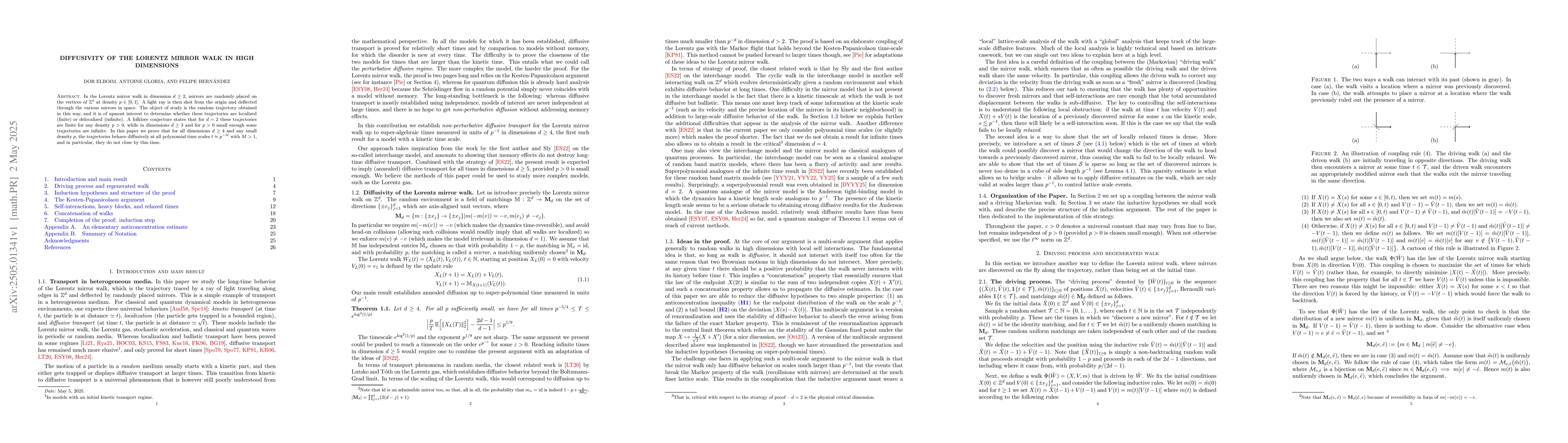 Thumbnail for Diffusivity of the Lorentz mirror walk in high dimensions