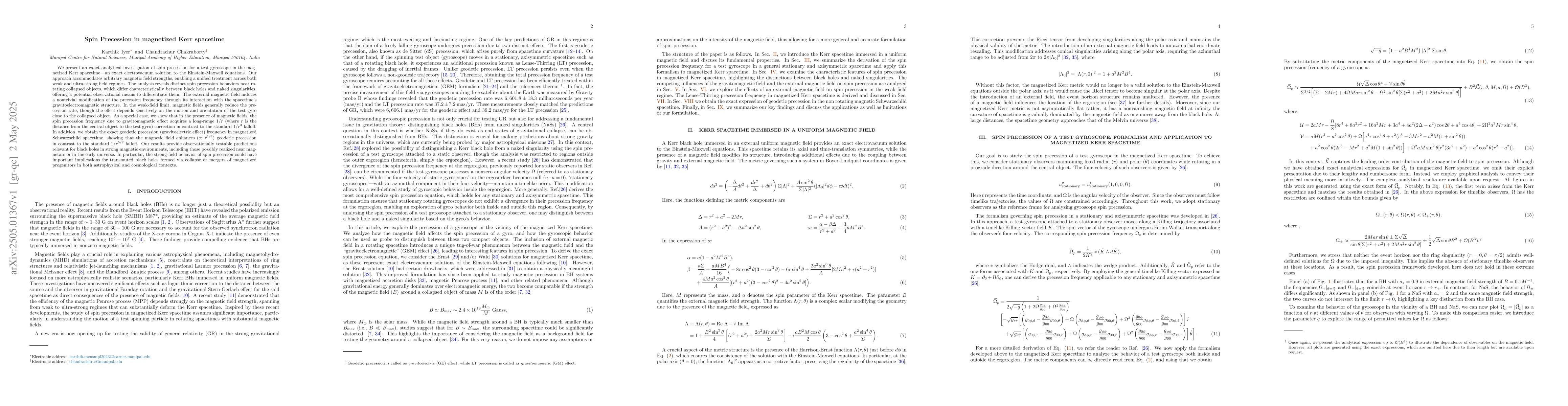 Thumbnail for Spin Precession in magnetized Kerr spacetime