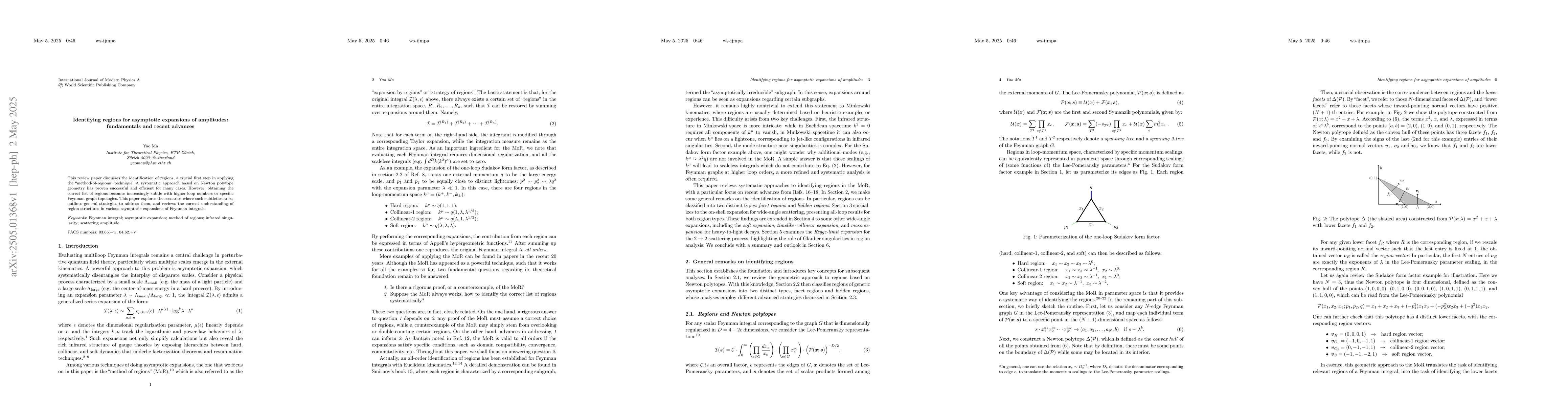 Thumbnail for Identifying regions for asymptotic expansions of amplitudes:
  fundamentals and recent advances