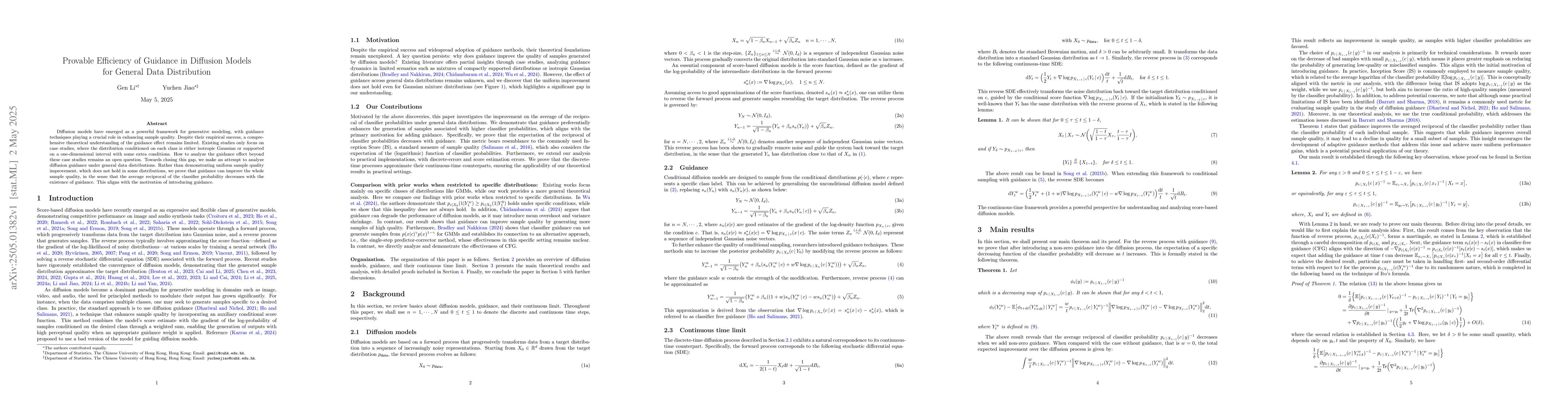 Thumbnail for Provable Efficiency of Guidance in Diffusion Models for General Data
  Distribution