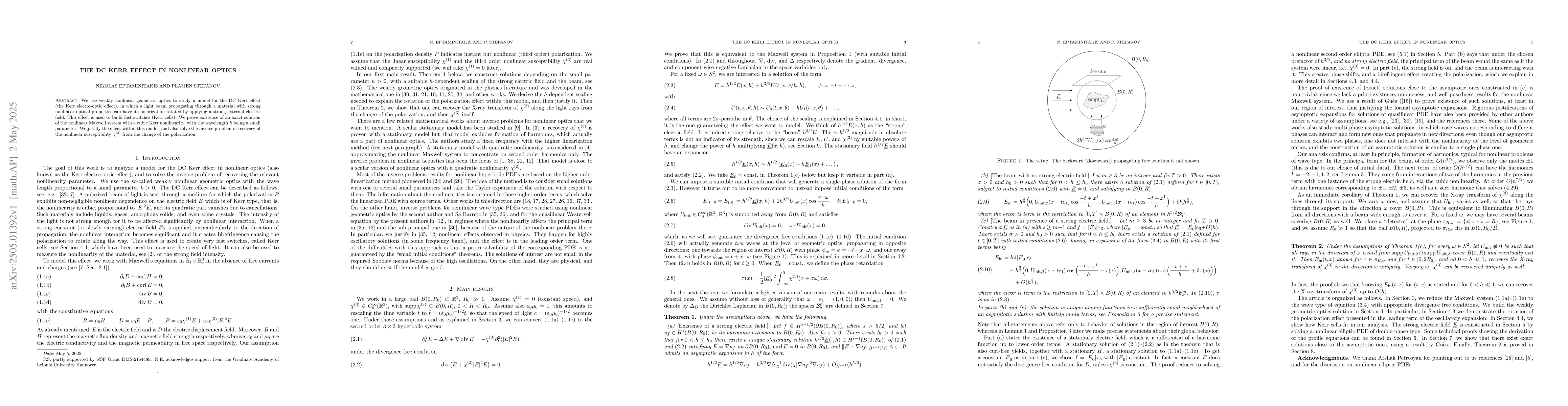 Thumbnail for The DC Kerr Effect in Nonlinear Optics