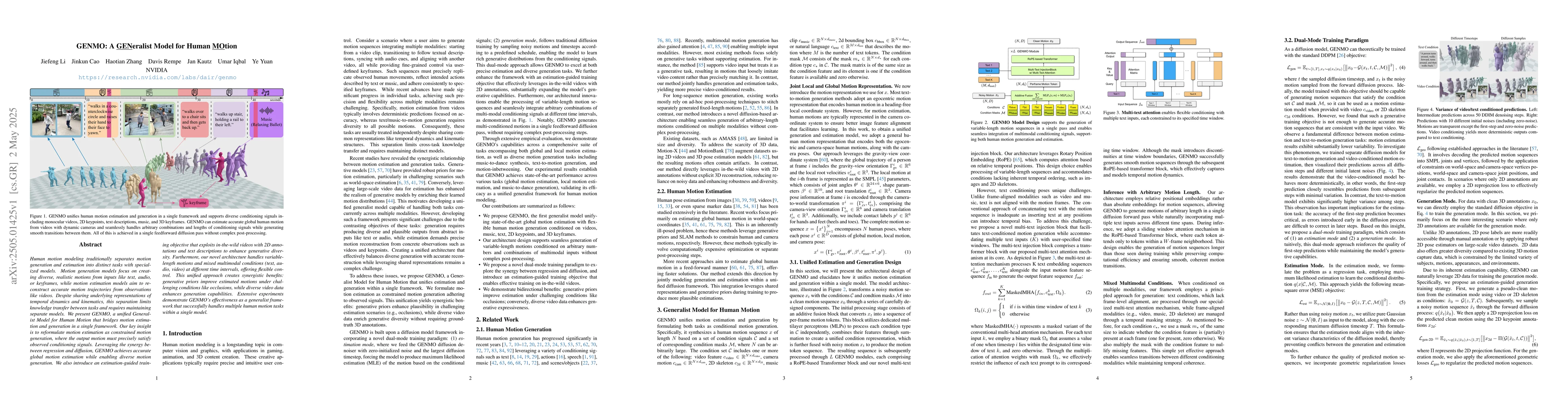 Thumbnail for GENMO: A GENeralist Model for Human MOtion