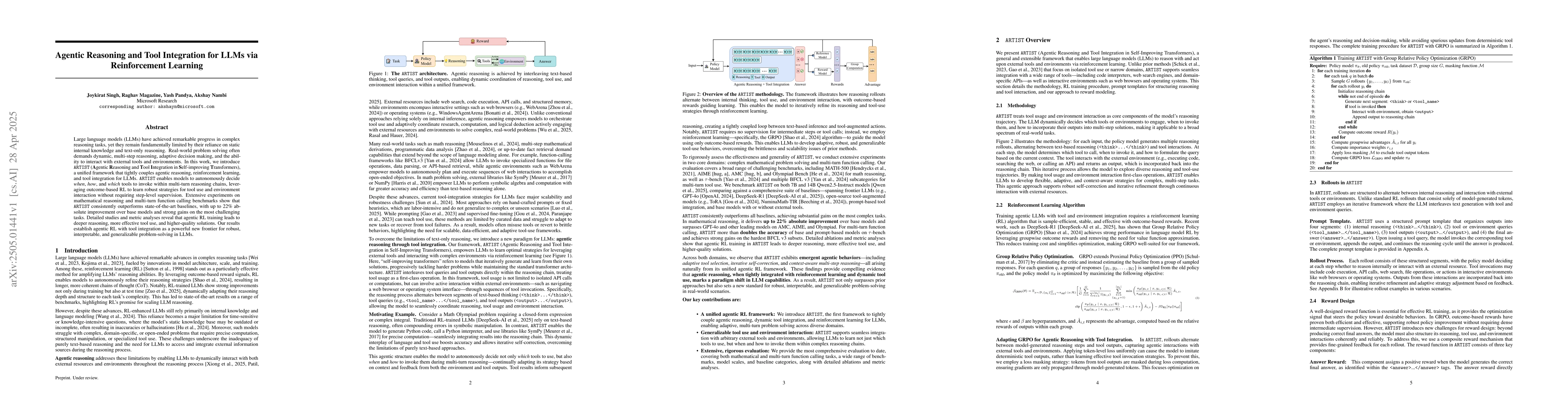 Thumbnail for Agentic Reasoning and Tool Integration for LLMs via Reinforcement
  Learning