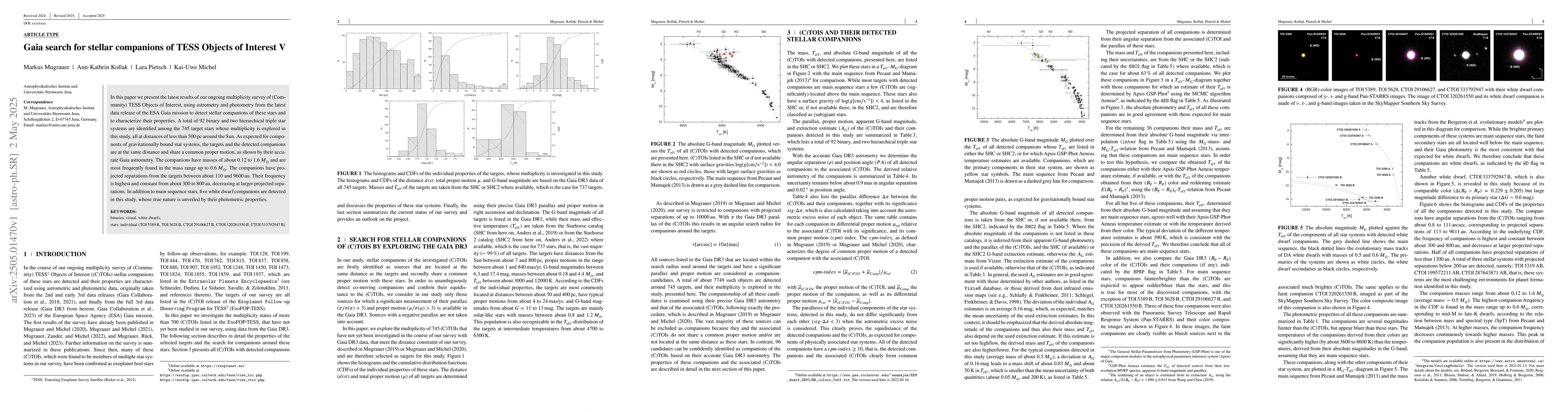 Thumbnail for Gaia search for stellar companions of TESS Objects of Interest V