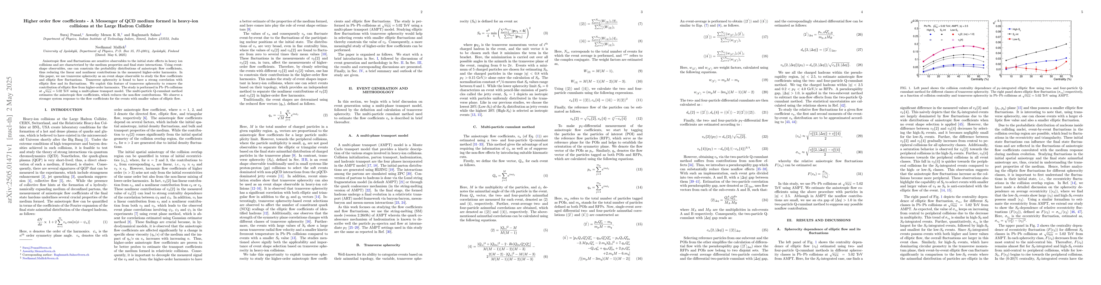 Thumbnail for Higher order flow coefficients -- A Messenger of QCD medium formed in
  heavy-ion collisions at the Large Hadron Collider