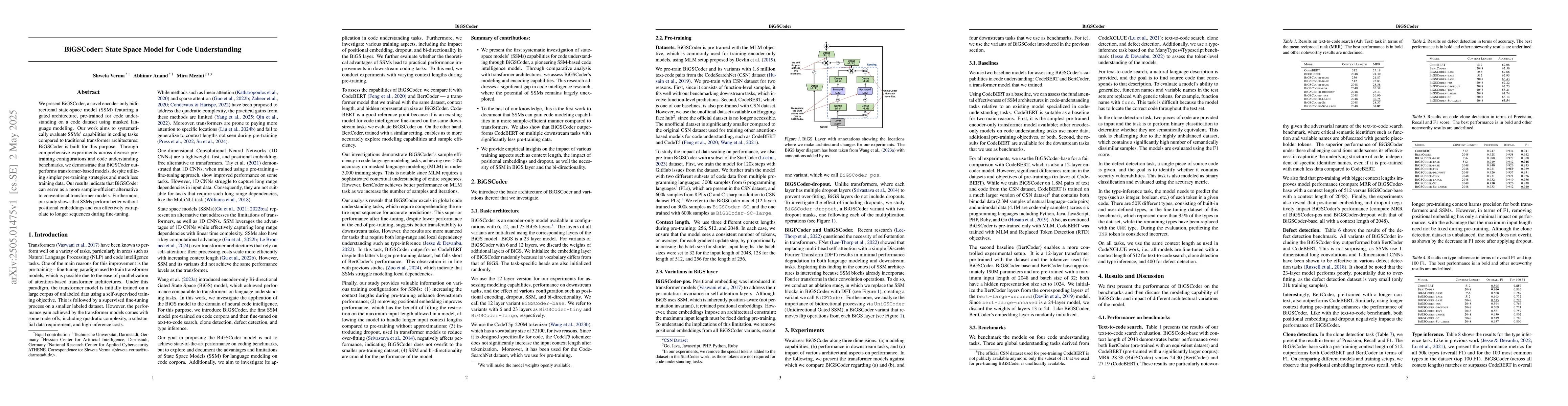 Thumbnail for BiGSCoder: State Space Model for Code Understanding