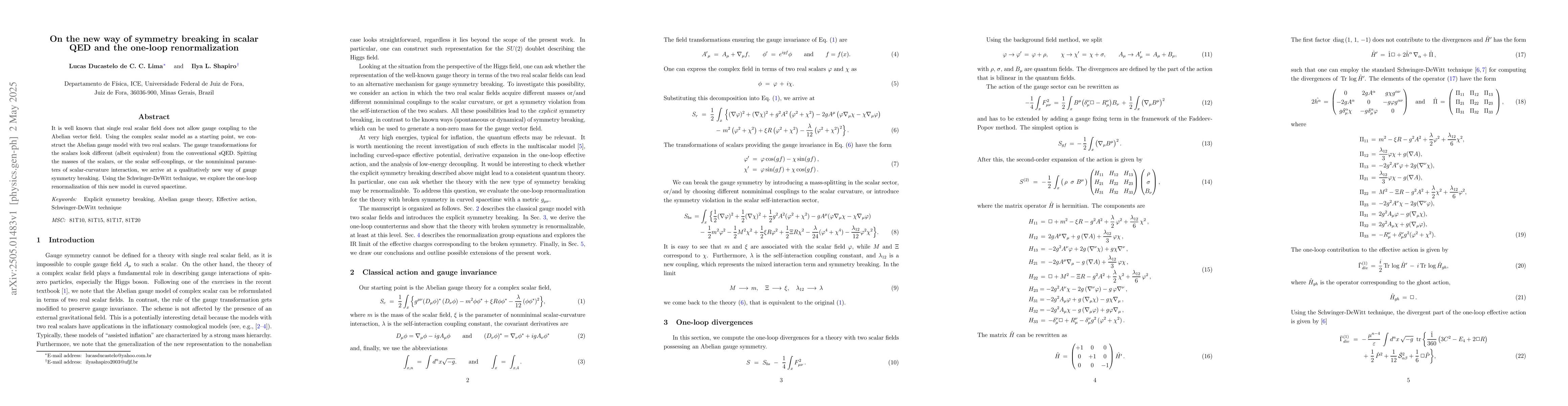 Thumbnail for On the new way of symmetry breaking in scalar QED and the one-loop
  renormalization