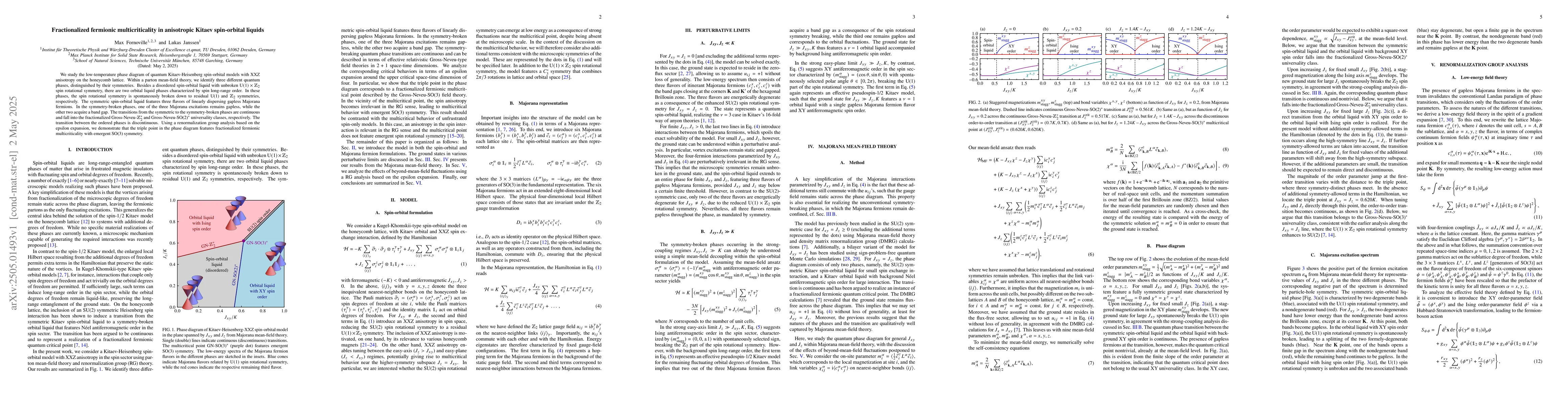 Thumbnail for Fractionalized fermionic multicriticality in anisotropic Kitaev
  spin-orbital liquids