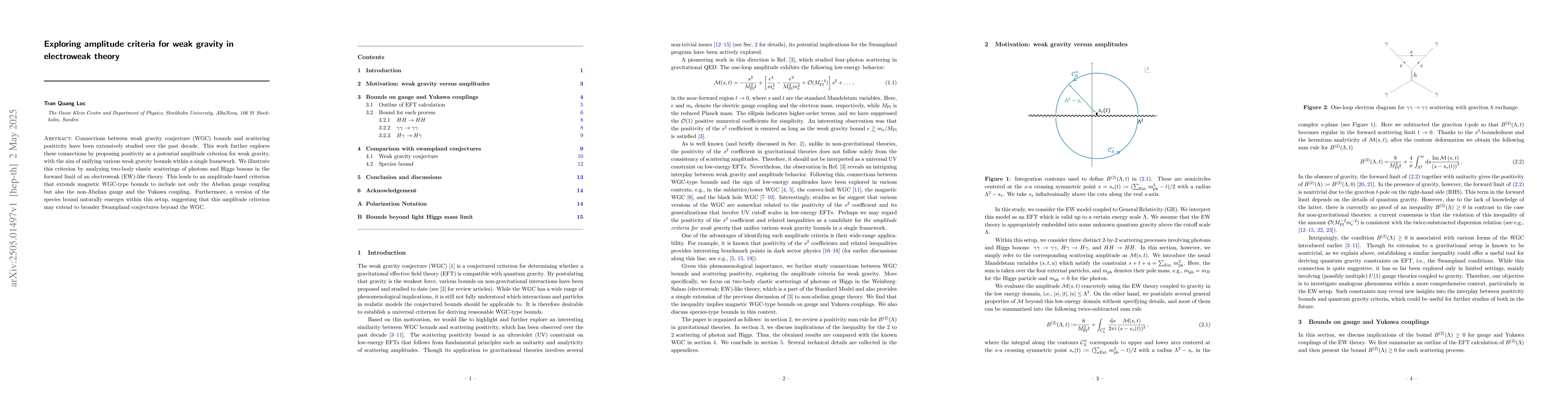 Thumbnail for Exploring amplitude criteria for weak gravity in electroweak theory