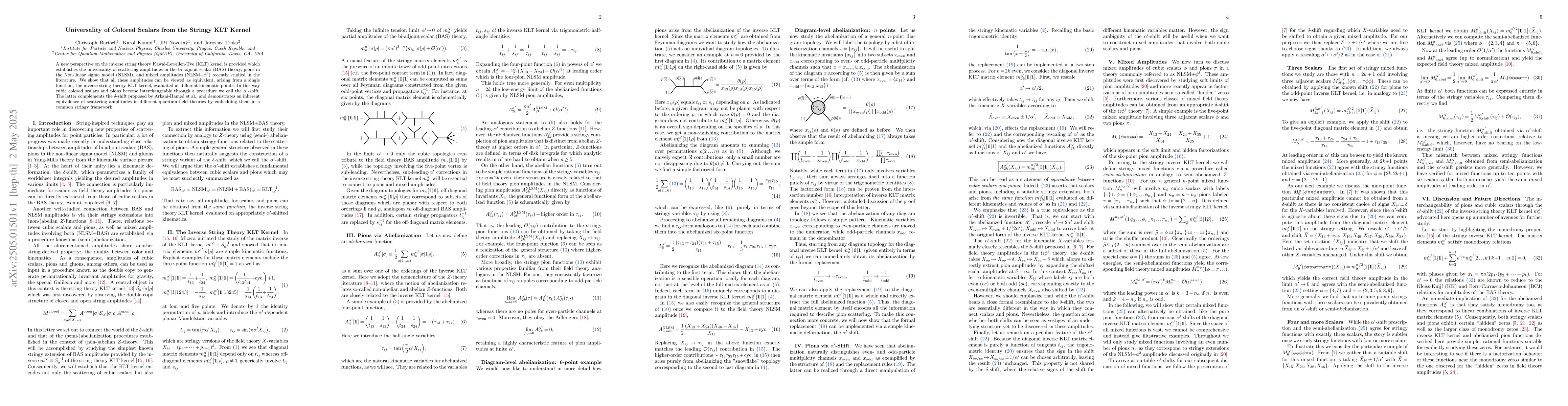 Thumbnail for Universality of Colored Scalars from the Stringy KLT Kernel