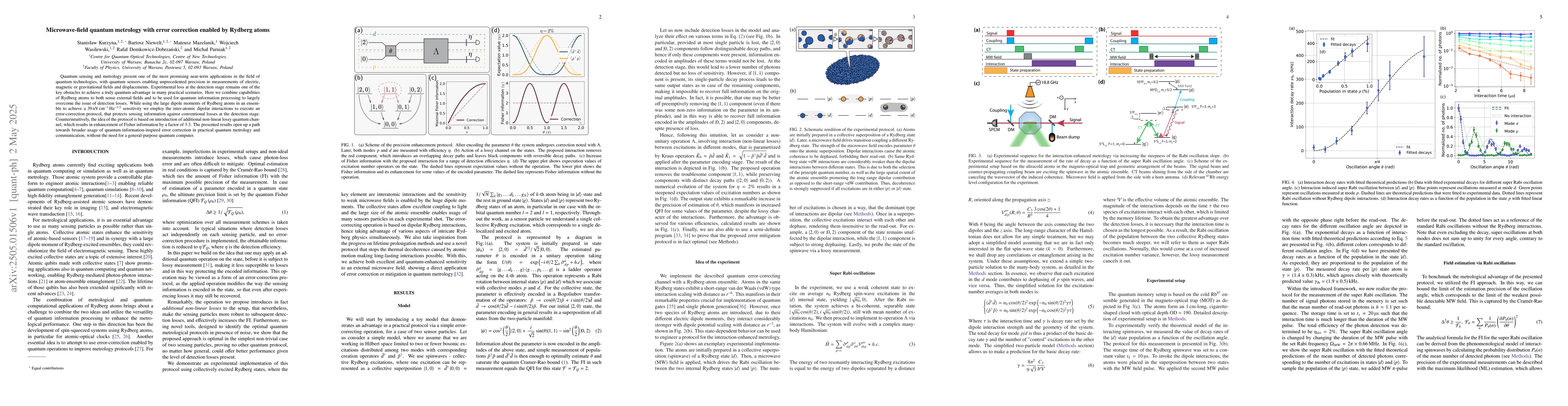 Thumbnail for Microwave-field quantum metrology with error correction enabled by
  Rydberg atoms