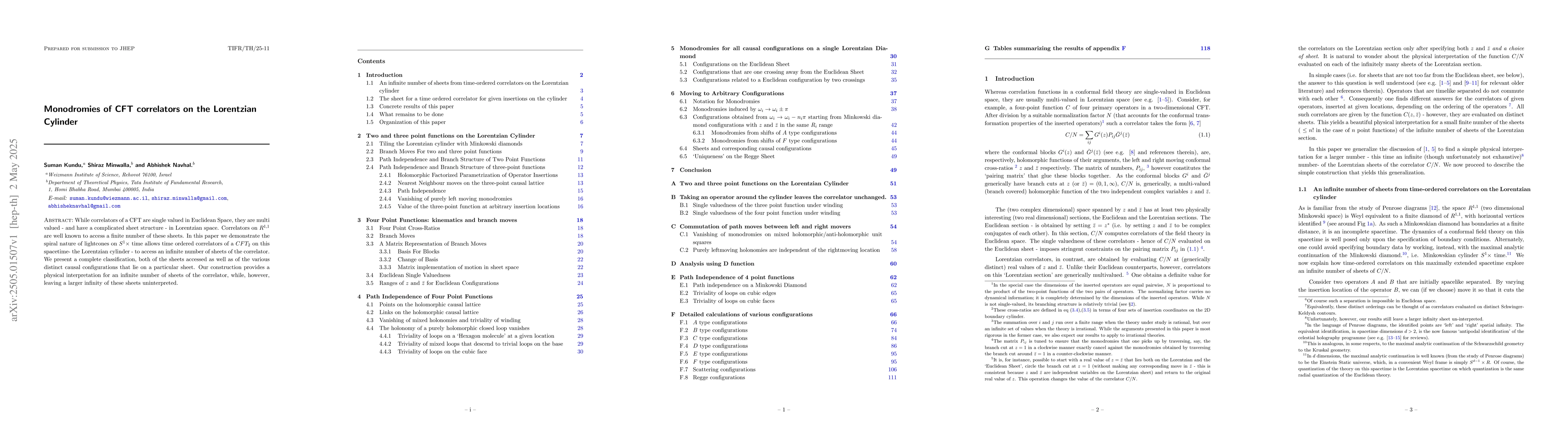 Thumbnail for Monodromies of CFT correlates on the Lorentzian Cylinder