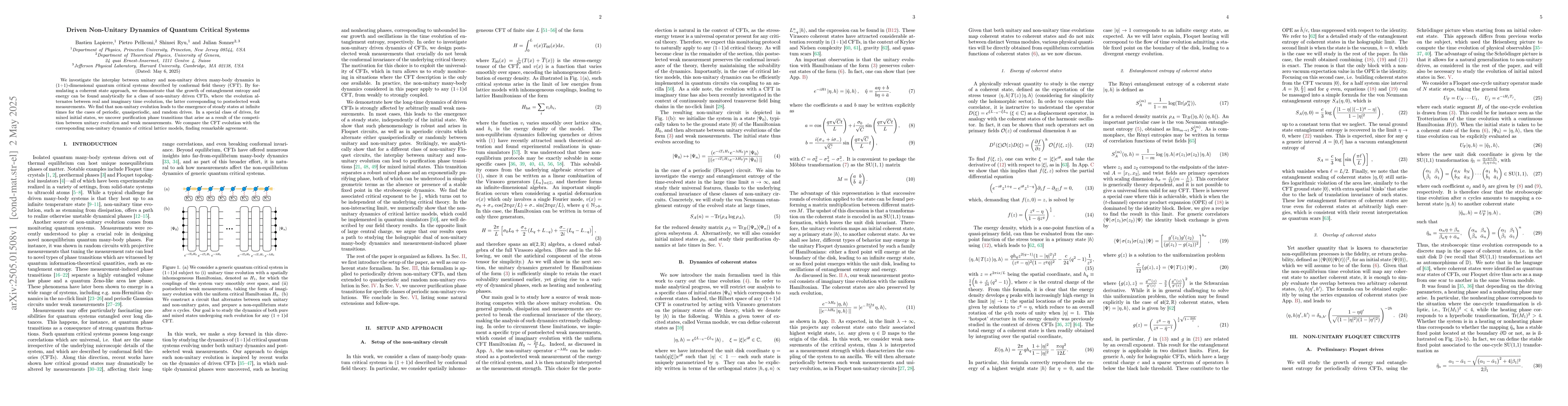 Thumbnail for Driven Non-Unitary Dynamics of Quantum Critical Systems