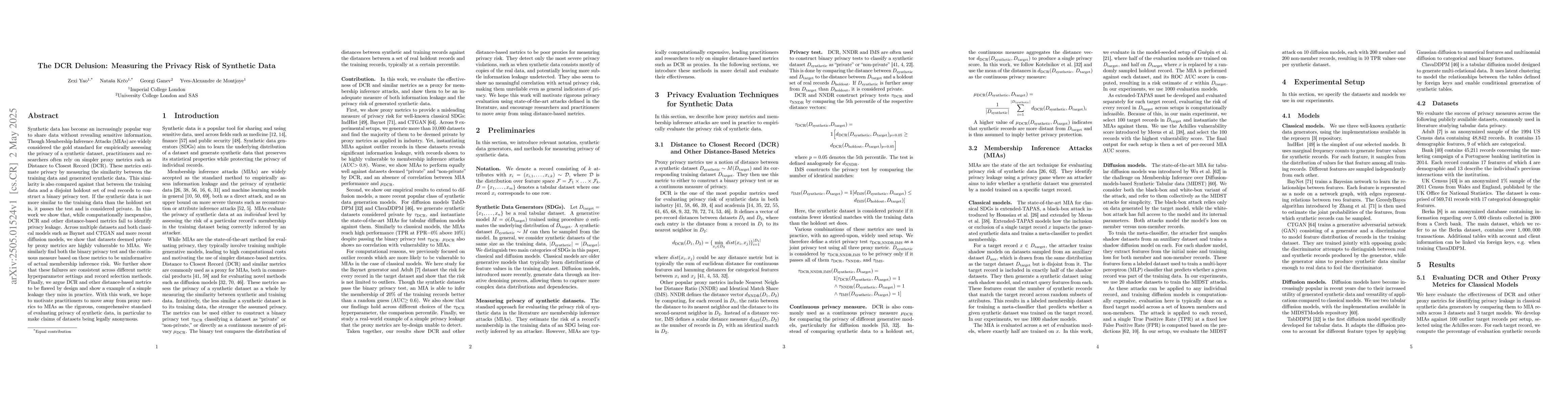 Thumbnail for The DCR Delusion: Measuring the Privacy Risk of Synthetic Data