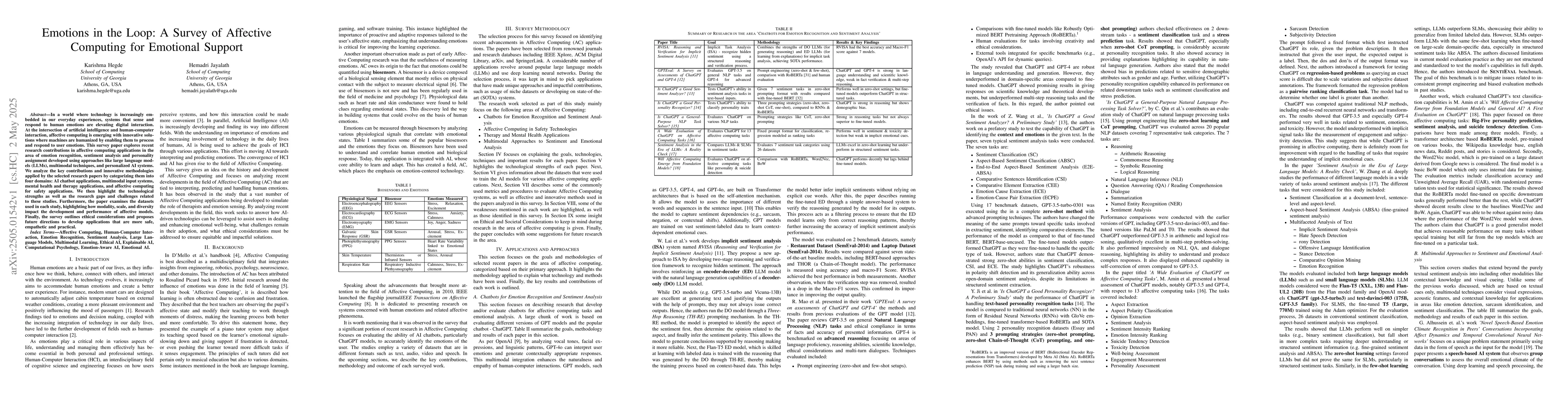 Thumbnail for Emotions in the Loop: A Survey of Affective Computing for Emotional
  Support