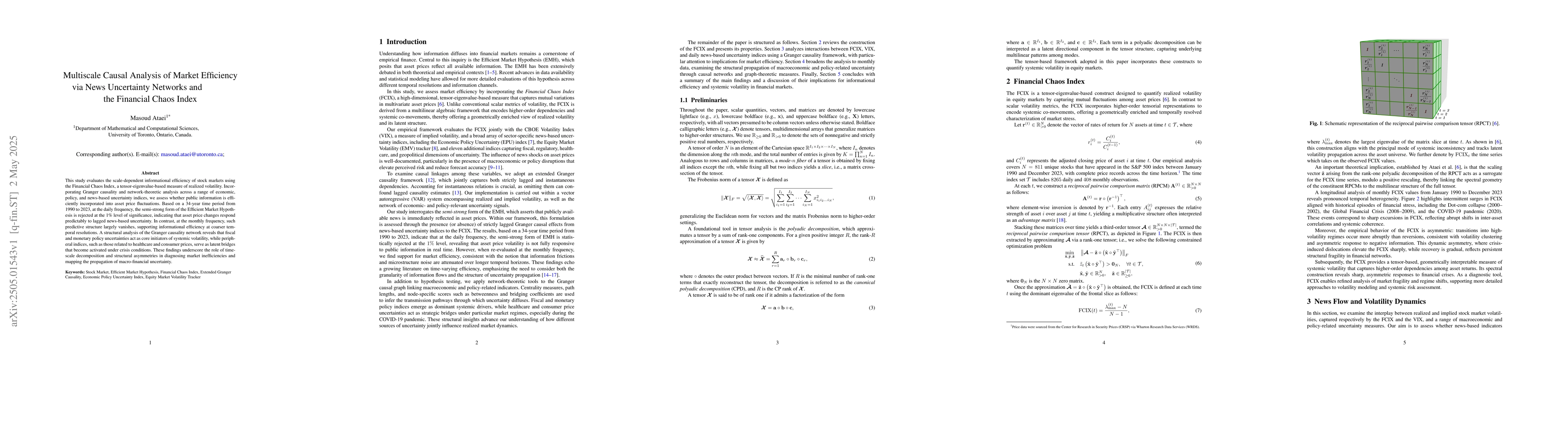 Thumbnail for Multiscale Causal Analysis of Market Efficiency via News Uncertainty
  Networks and the Financial Chaos Index