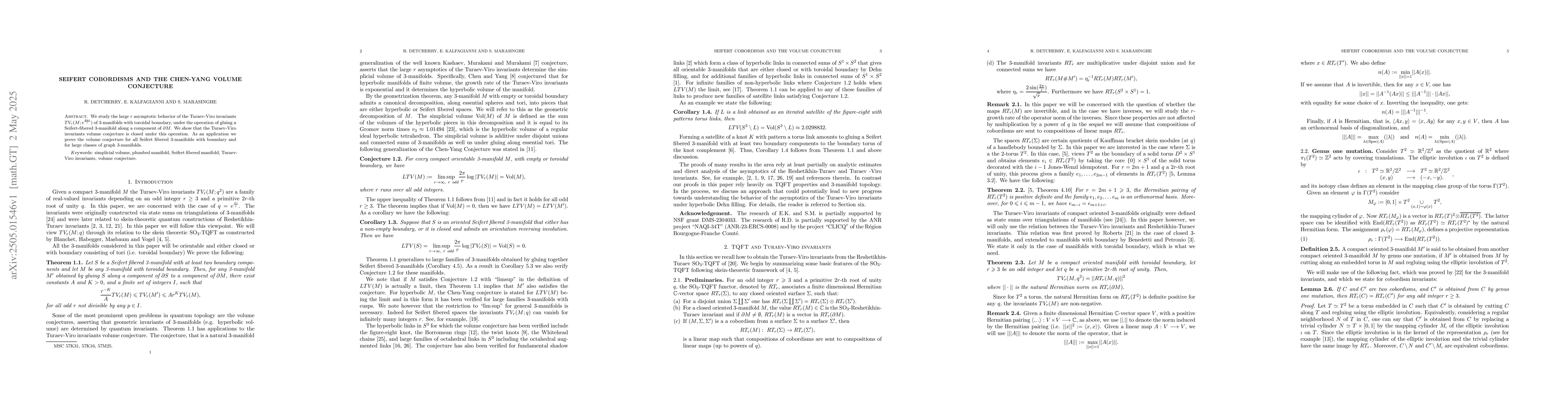 Thumbnail for Seifert cobordisms and the Chen-Yang volume conjecture