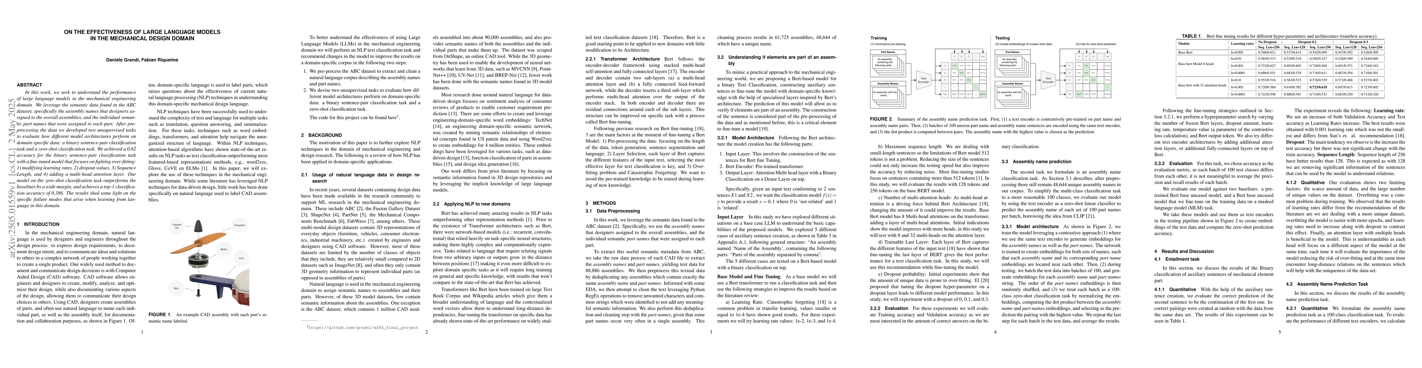 Thumbnail for On the effectiveness of Large Language Models in the mechanical design
  domain