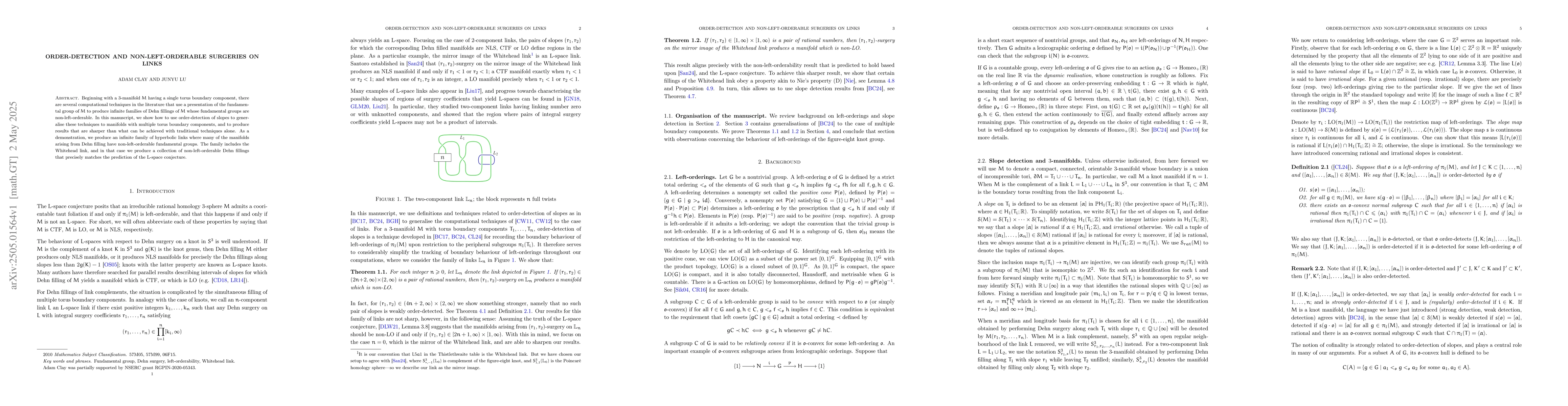 Thumbnail for Order-detection and non-left-orderable surgeries on links