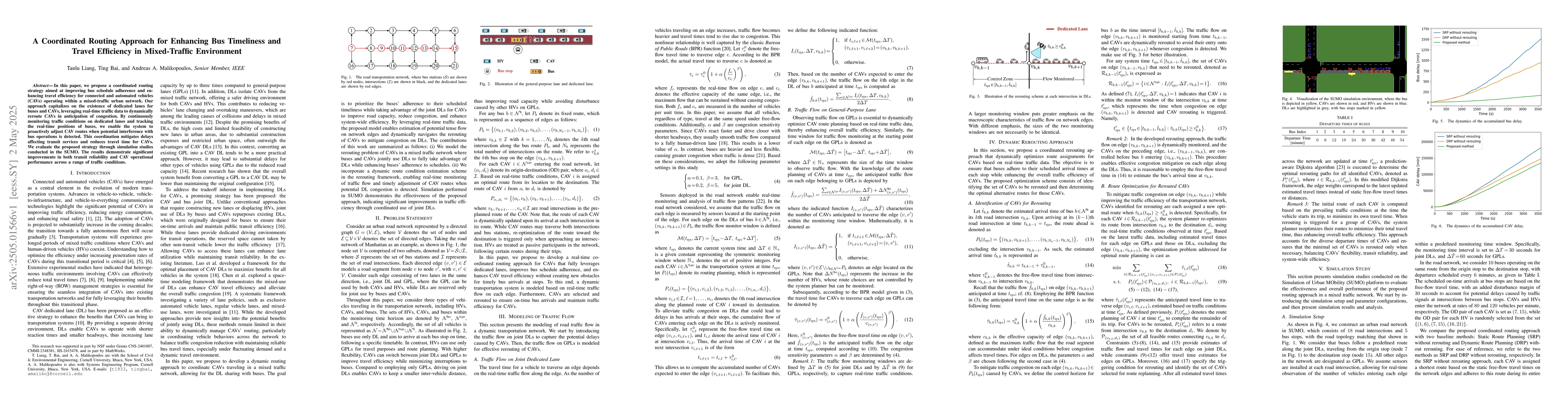 Thumbnail for A Coordinated Routing Approach for Enhancing Bus Timeliness and Travel
  Efficiency in Mixed-Traffic Environment