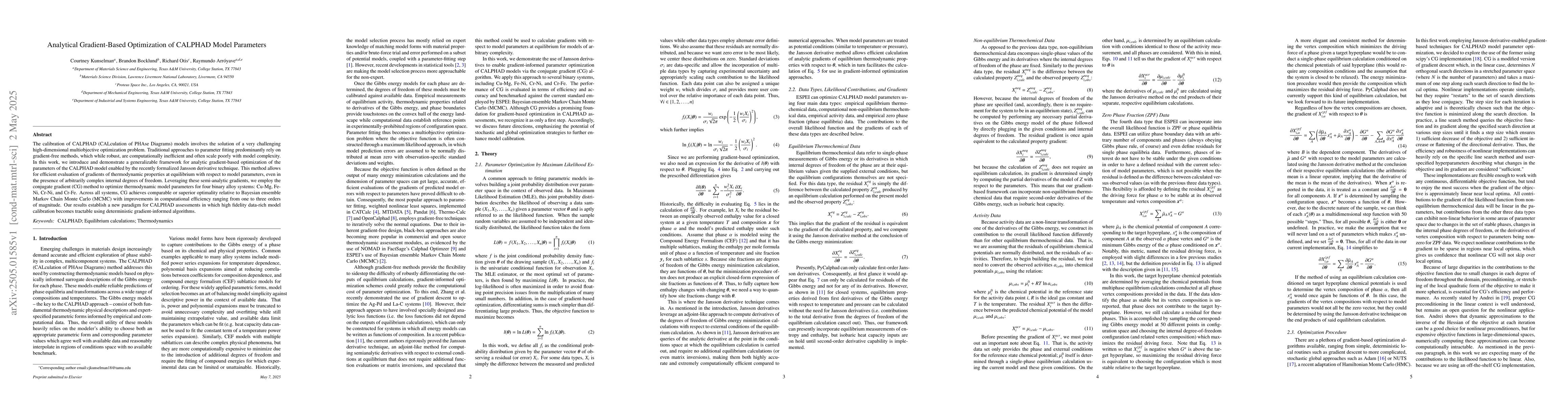 Thumbnail for Analytical Gradient-Based Optimization of CALPHAD Model Parameters