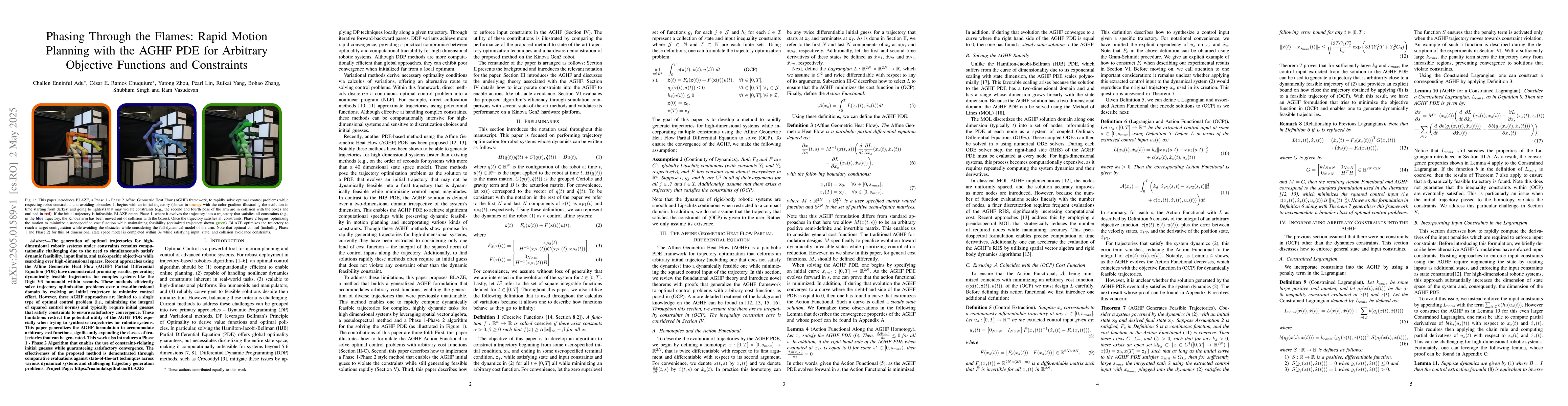Thumbnail for Phasing Through the Flames: Rapid Motion Planning with the AGHF PDE for
  Arbitrary Objective Functions and Constraints