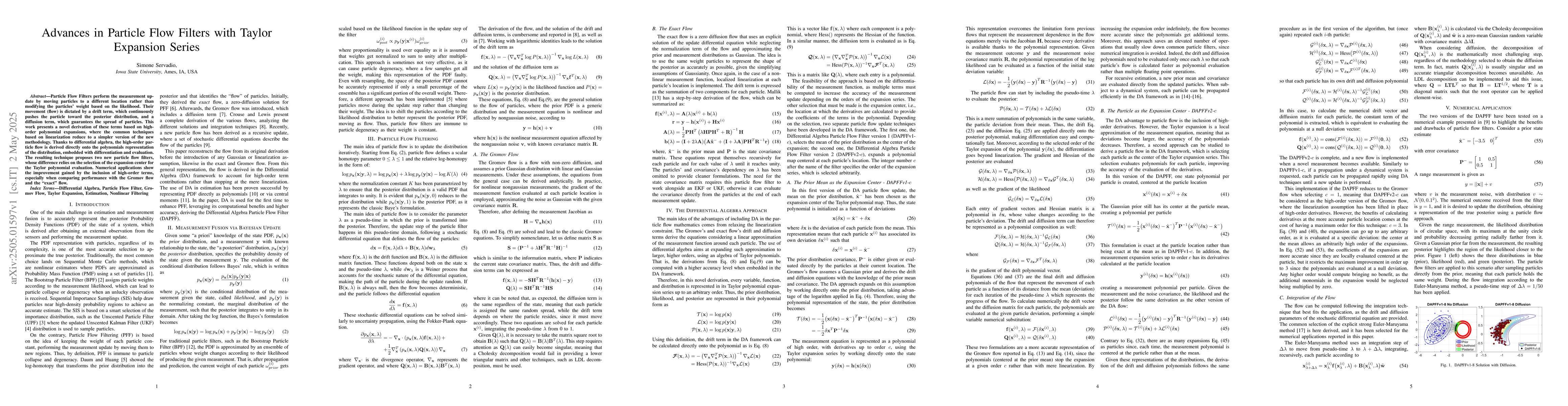 Thumbnail for Advances in Particle Flow Filters with Taylor Expansion Series