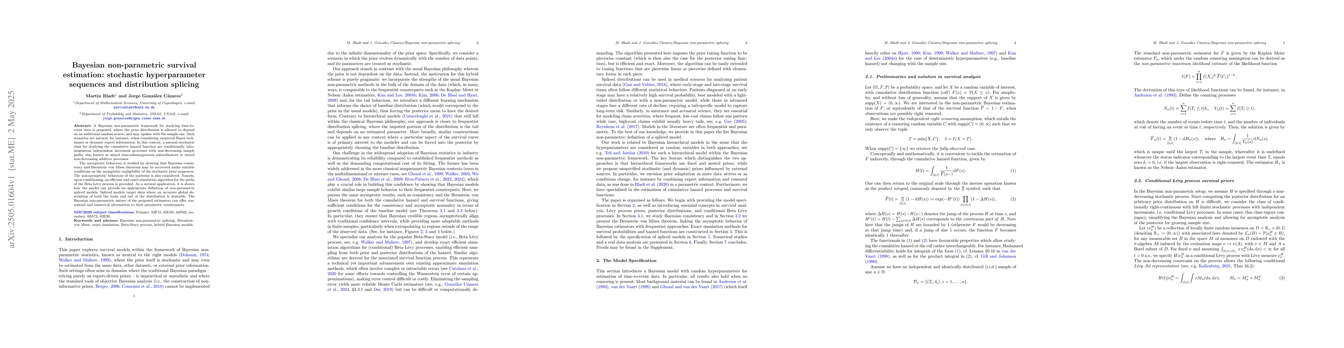 Thumbnail for Bayesian non-parametric survival estimation: stochastic hyperparameter
  sequences and distribution splicing