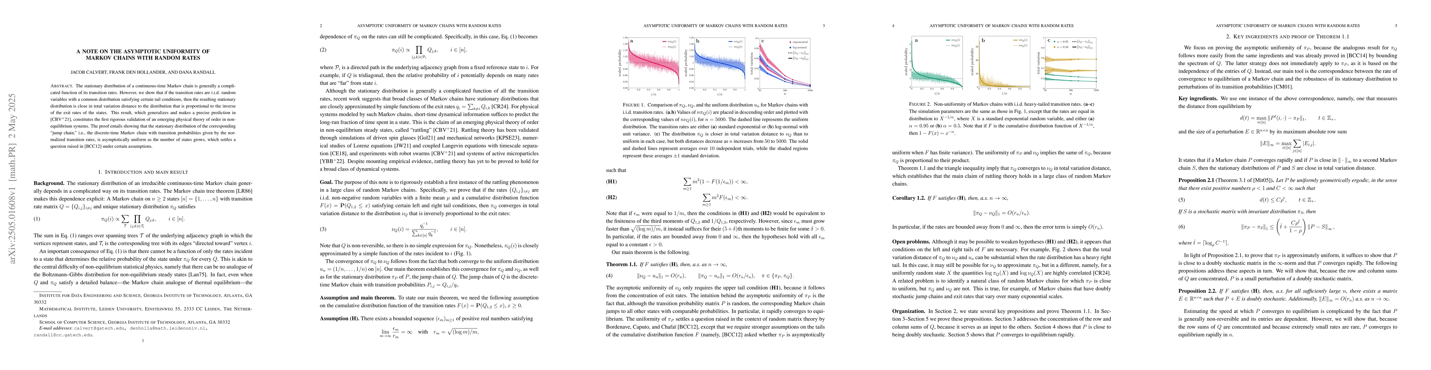 Thumbnail for A note on the asymptotic uniformity of Markov chains with random rates